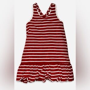 Boutique Sleeveless Swing Bubble Dress Dark Red and White Stripes | Girls Size 4